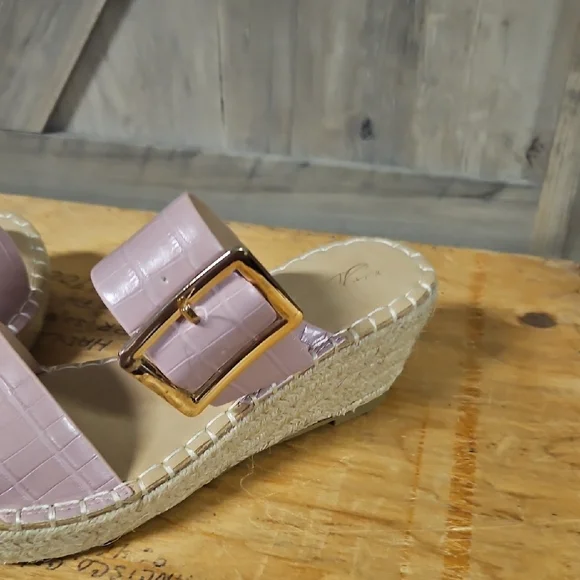 Vintage Havana Pink and Tan Espadrille Slides with Suede Upper - Picture 7 of 7